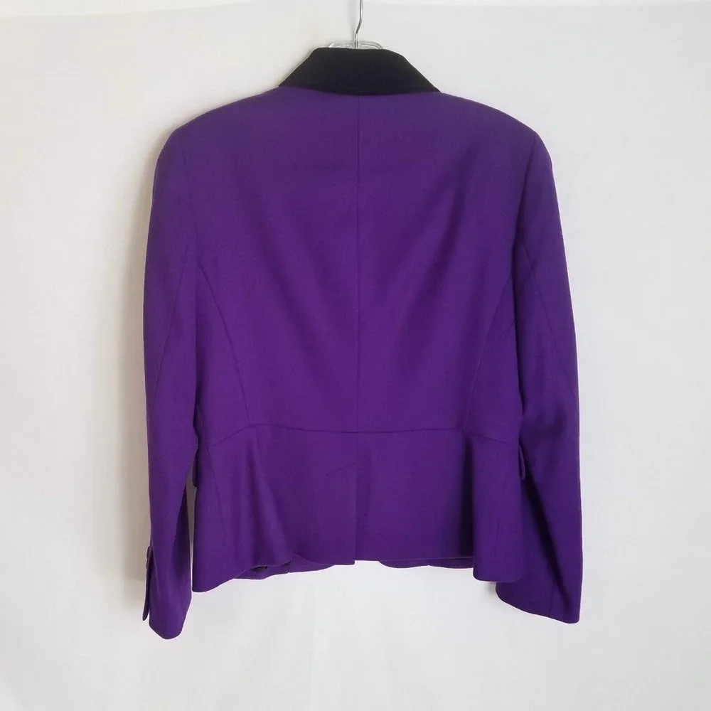 TALBOTS Petites Womens Wool Purple Three Button Blazer Jacket Size‎ 4 4p